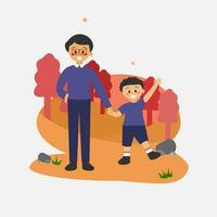 Father and son happy together vector