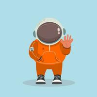 linda frio astronauta vistiendo casco naranja suéter vector ilustración