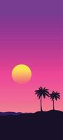 synthwave beach mobile wallpaper design vector