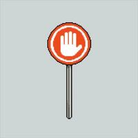 Pixel art illustration Stop Sign. Pixelated stop. stop sign traffic safety icon pixelated for the pixel art game and icon for website and video game. old school retro. vector