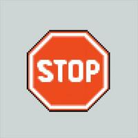 Pixel art illustration Stop Sign. Pixelated stop. stop sign traffic safety icon pixelated for the pixel art game and icon for website and video game. old school retro. vector