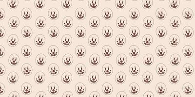 MHalloween vector pattern. Smilling clown face pattern in retro style.