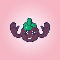 Cute and unique mangosteen mascot vector