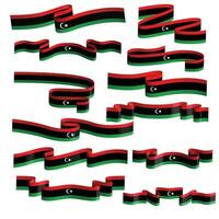 libya flag ribbon vector bundle set