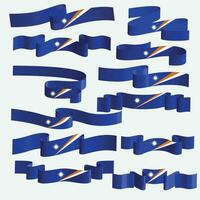 marshall island flag ribbon vector bundle set