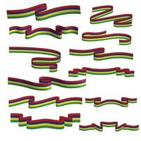 mauritius flag ribbon vector bundle set