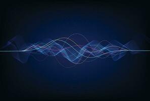 Wave lines flowing dynamic. Artificial intelligence deep learning visualization networks concept for AI, music, sound. Vector illustration