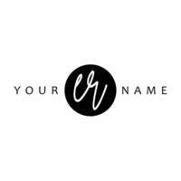 ER Initial Handwriting In Circle Frame Template Design vector