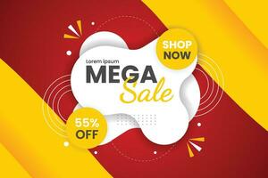 Mega sale discount banner set promotion with the yellow background and  super offer banner template with editable text effect vector