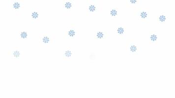 copos de nieve nevando 2d objetos animación. nevada nuevo año. tormenta de nieve invierno plano dibujos animados 4k video, transparente alfa canal. nevada que cae nieve copos animado elementos en blanco antecedentes video