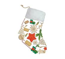 Christmas decorations in the shape of a Christmas sock. Isolated objects on white background photo