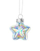 Glass Christmas ornament isolated on white background. Rainbow star. photo