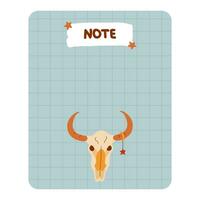 Cute hand drawn notebook template for to do list and notes with cowboy and western illustrations. Printable, editable diary note elements for weekly planner, bullet journal, for school schedule. vector