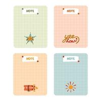 Cute hand drawn set with notebook templates for to do, to buy list, note with cowboy and western illustrations. Printable, editable diary elements for weekly planner, bullet journal, school schedule. vector