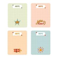 Cute hand drawn set with notebook templates for to do, to buy list, note with cowboy and western illustrations. Printable, editable diary elements for weekly planner, bullet journal, school schedule. vector