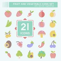 Icon Set Fruit and Vegetable. related to Healthy symbol. flat style. simple design editable. simple illustration vector