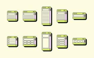 Collection of UI Window Frame Notes vector