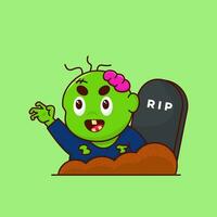 vector illustration of Zombie Rising from Grave