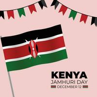 Kenia diciembre celebracion con bandera y emblema vector