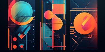 AI Generated Wallpaper geometric modern banner poster design shape abstract cover digital background geometry concept futuristic blue technology art graphic pattern illustration texture photo