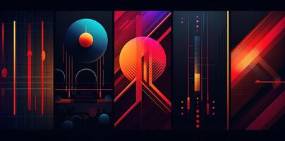 AI Generated Light illustration modern gradient digital decoration design wallpaper background template blue banner colorful dynamic pattern geometric creative circle graphic abstract neon futuristic art photo