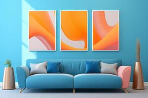 AI Generated Illustration gradient geometric layout design shape modern backgrounds page pattern orange abstract yellow blue poster set template trendy minimal banner colorful photo