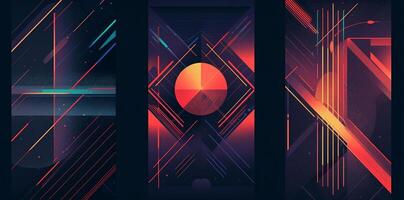 AI Generated Pattern abstract art concept space template line motion bright futuristic geometric illustration digital modern design light neon technology background photo