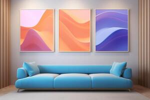 AI Generated Curve cover background banner futuristic template bright poster gradient pattern paper graphic geometric modern dynamic colors design abstract blue photo