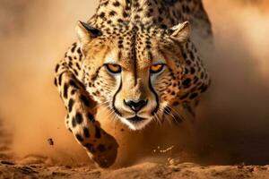 AI Generated Cat face africa safari african wild wildlife nature carnivore portrait cheetah mammal predator dangerous fur leopard hunter animal photo