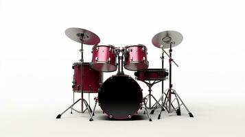 AI Generated Isolated drum set instrument equipment cymbal white musical sound jazz percussion kit photo