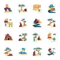 Beautiful Collection of Desert Flat Icons vector