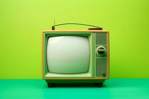 ai generado objeto antiguo obsoleto radiodifusión Noticias tecnología pantalla televisión espectáculo antecedentes programa monitor vídeo estilo retro tubo clásico término análogo reloj entretenimiento blanco Clásico televisión foto