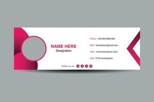 Modern Email signature template. Pink and white color. Vector illustration