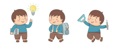 Set of schoolboys characters vector