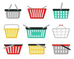 Shopping basket set vector