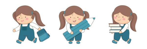 Set of schoolgirls characters vector
