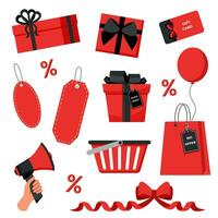 Black Friday set objects vector