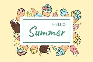 Summer background with ice cream vector