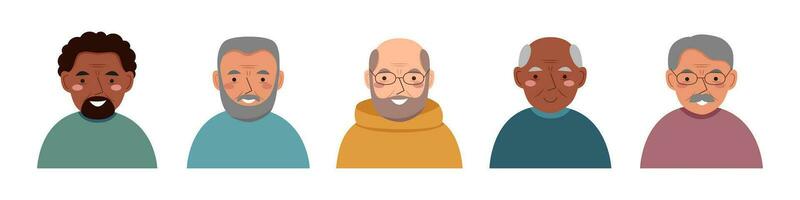 Set of elderly men vector