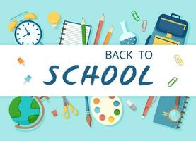 School background with supplies vector