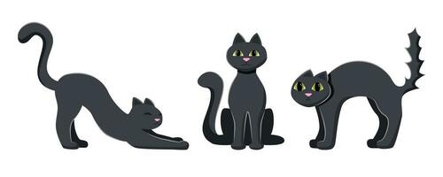 Set of three black cats vector