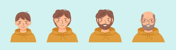 Ages of man. Set of avatars vector