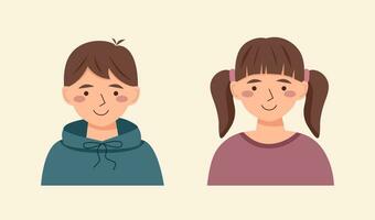 Boy and girl avatars vector