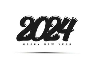 Happy new year 2024 creative outline style typography text logo design vector