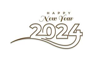 Happy new year 2024 hand drawn outline typography text logo design vector