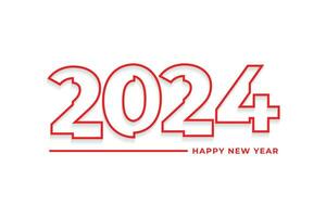 Happy new year 2024 red outline typography text logo design vector