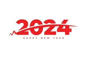 Happy new year 2024 red typography text logo design vector