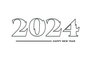 Happy new year 2024 hand drawn outline style  typography text logo design vector