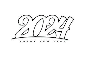 Happy new year 2024 creative outline style typography text logo design vector