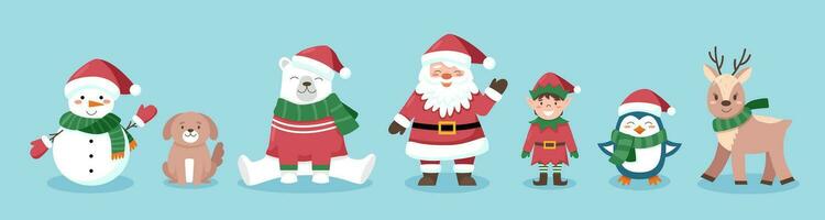 conjunto de personajes navideños vector